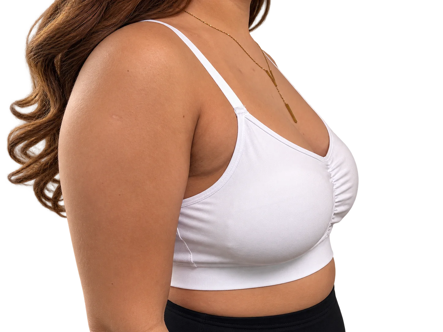 Model wearing 250cc Oumènta breast implant sizers