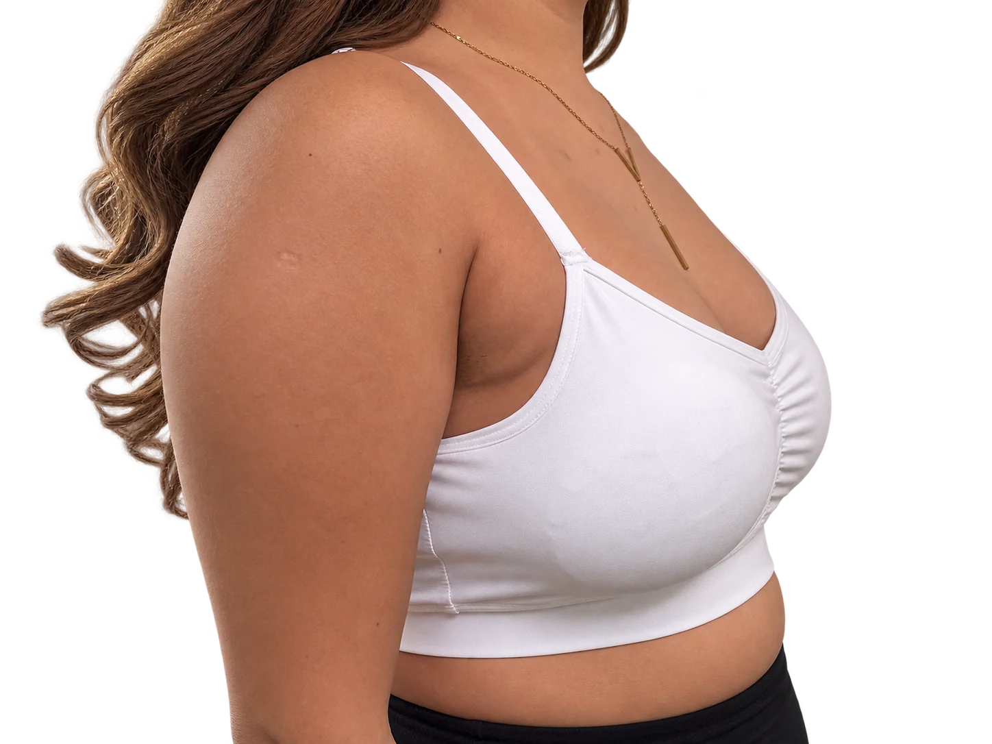 Model wearing 350cc Oumènta breast implant sizers