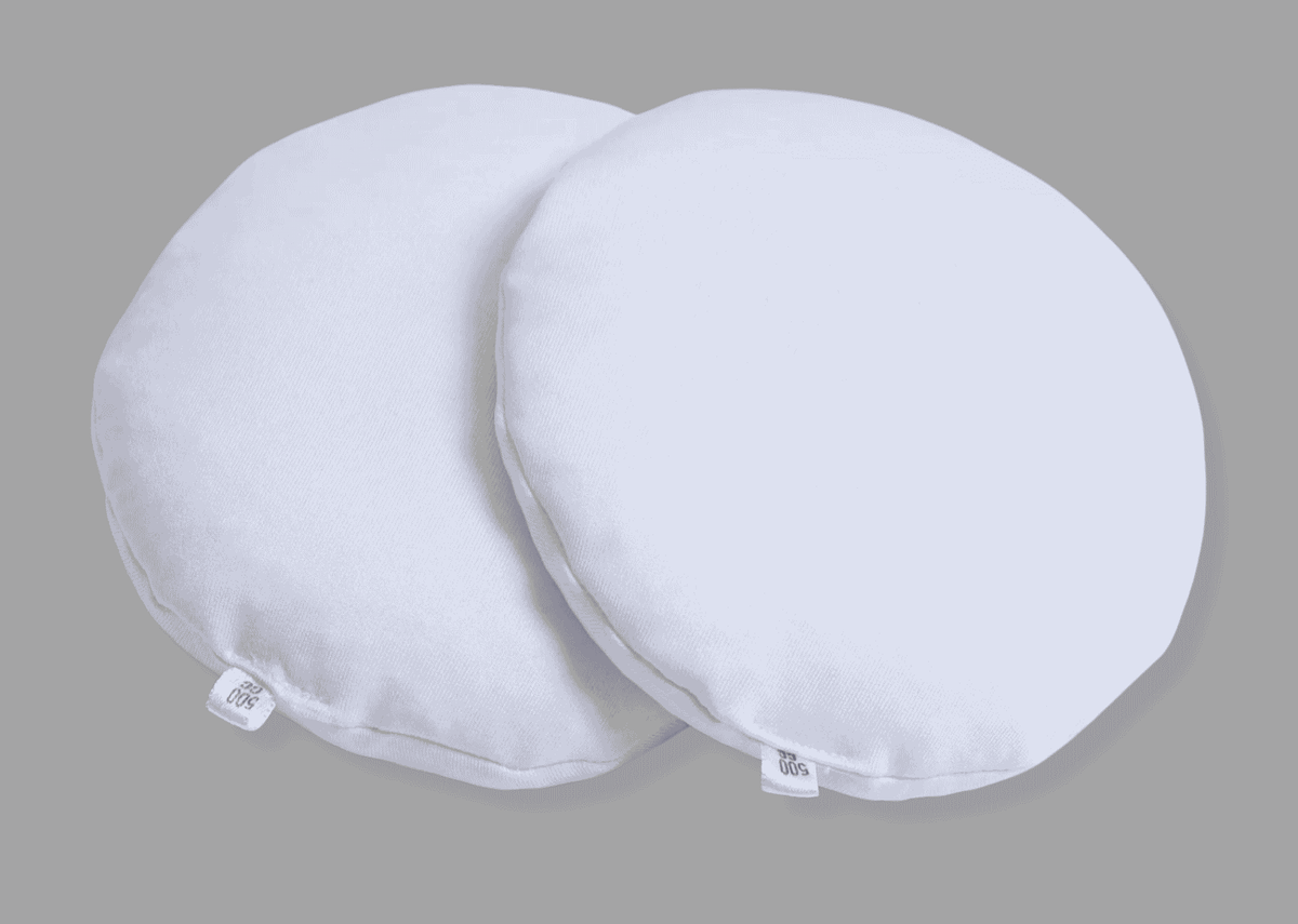 Pair of Oumènta 500cc breast implant sizers for trying breast implant sizes at home before augmentation